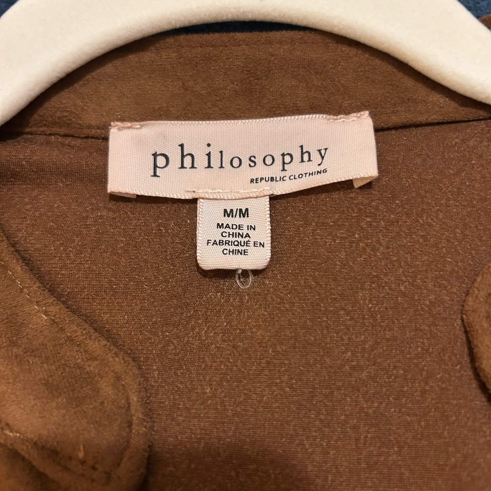 Philosophy Brown Long Sleeve Blouse with Puff Sleeves - Picture 3 of 6